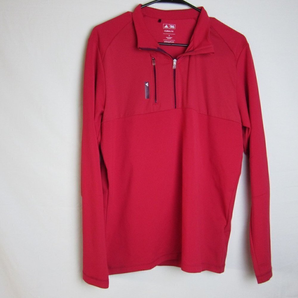 Adidas 1/4 Zip Shirt Golf Climalite Collared Red Long Sleeve Top Men's Large